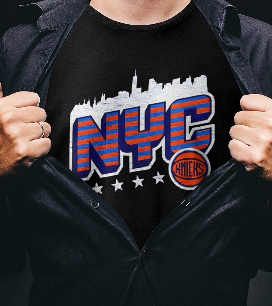NYC Knicks Skyline Stars Basketball Fan Gear T-Shirt