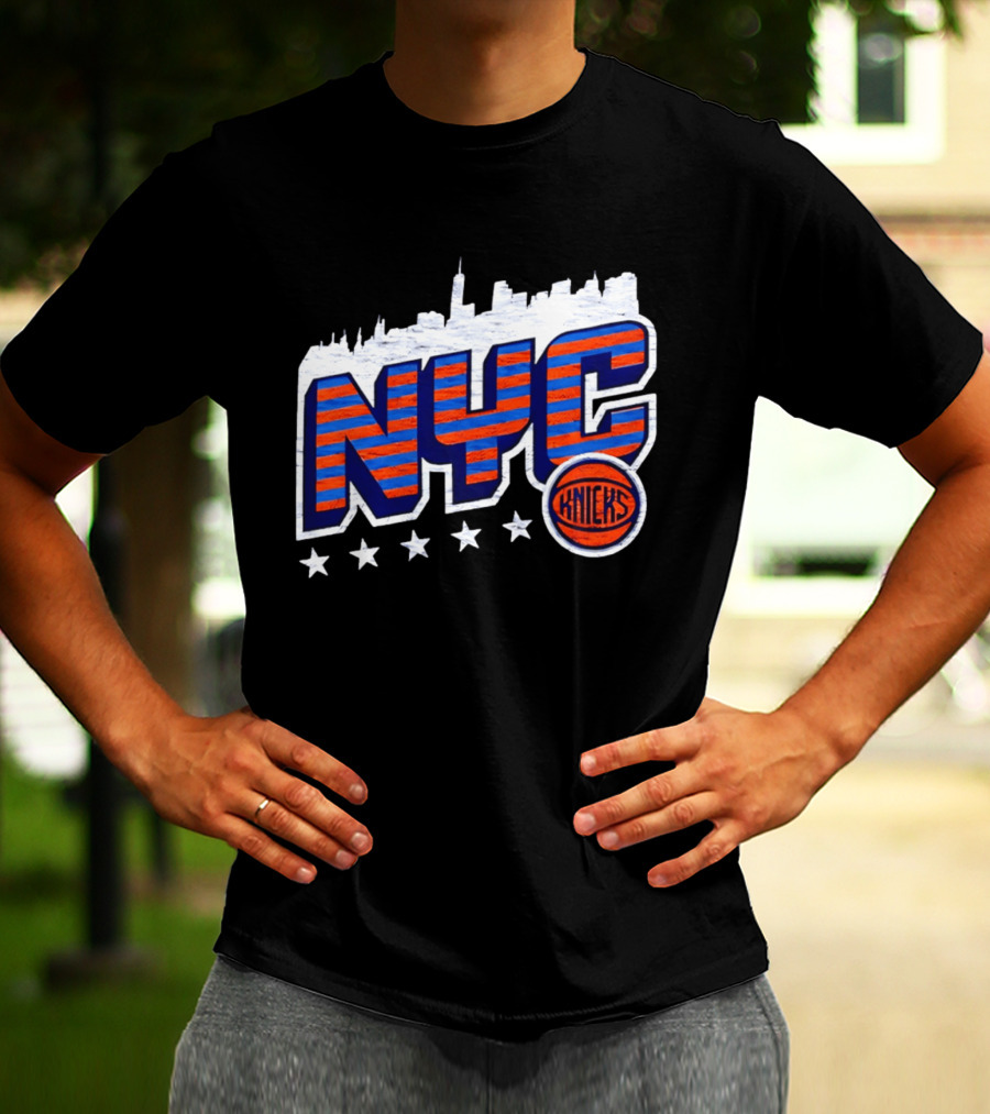NYC Knicks Skyline Stars Basketball Fan Gear T-Shirt