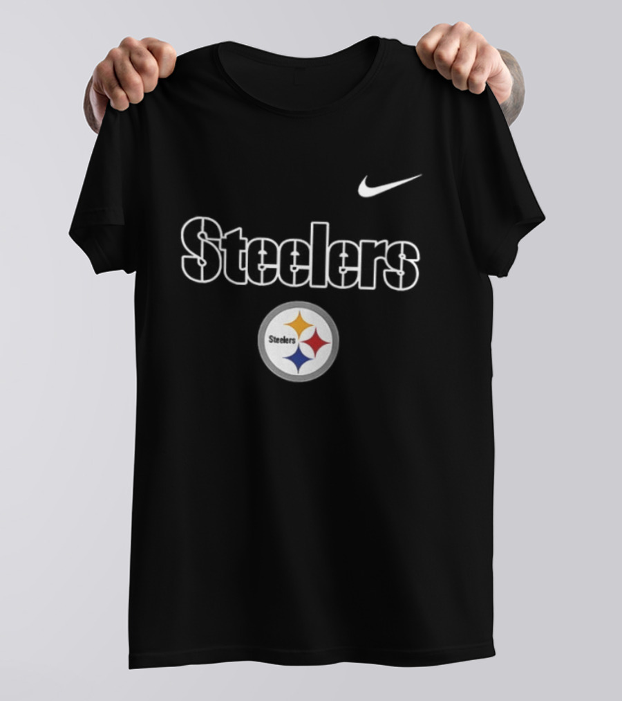 Pittsburgh Steelers Skeleton Blue Collar American Proud Mechanic Two Sided Nike T-Shirt