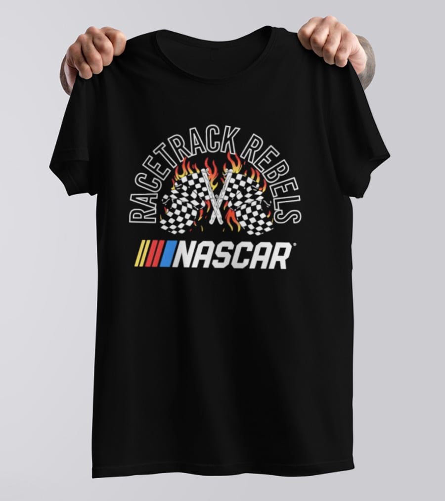 Racetrack Rebels NASCAR Checkered Flags Flames T-Shirt