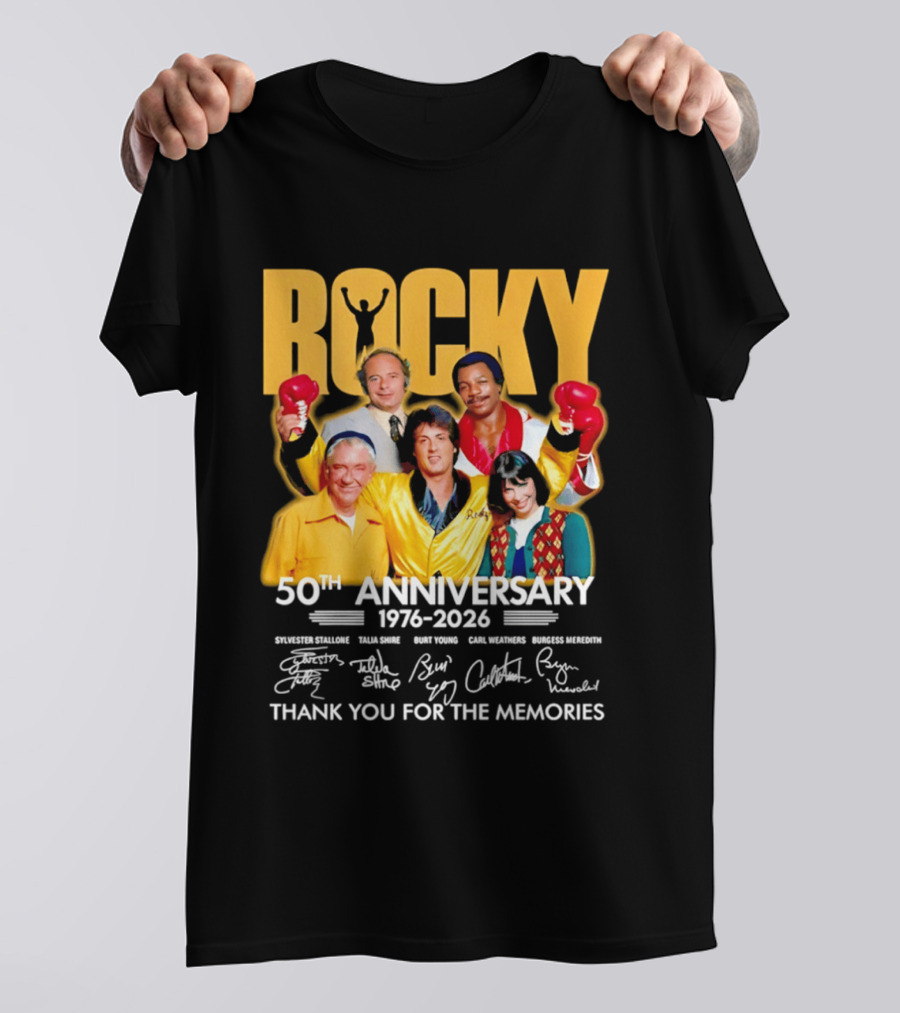 Rocky 50th Anniversary 1976 2026 Thank You For The Memories Celebrating Iconic Movie Legends T-Shirt