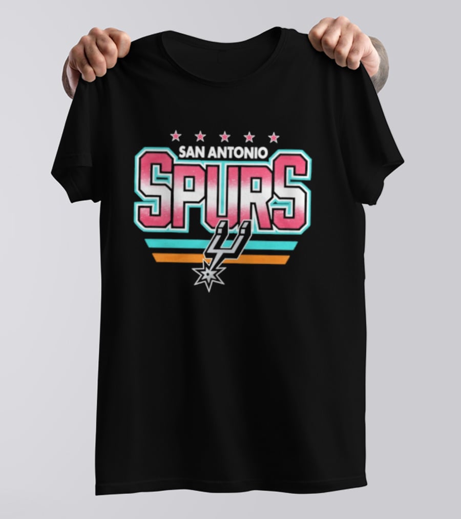 San Antonio Spurs Stars And Stripes Retro Logo With Pastel T-Shirt