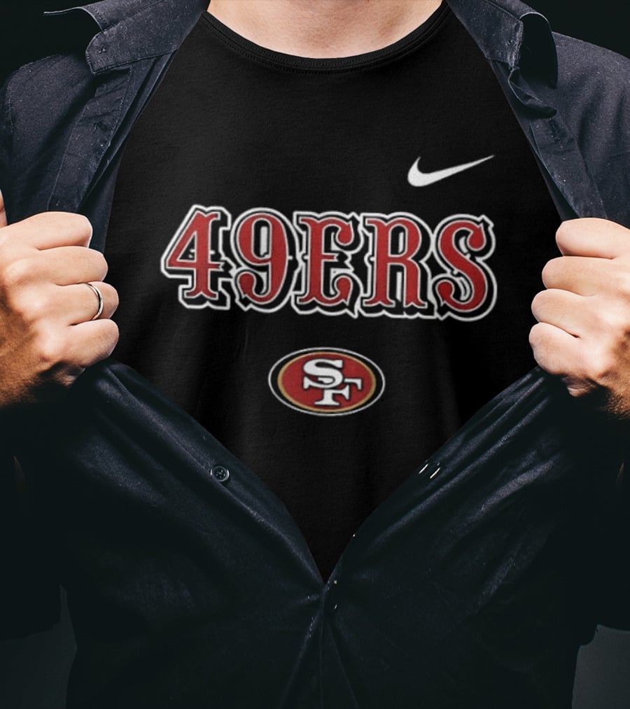 San Francisco 49ers Skeleton Blue Collar American Proud Mechanic Nike 49ers T-Shirt