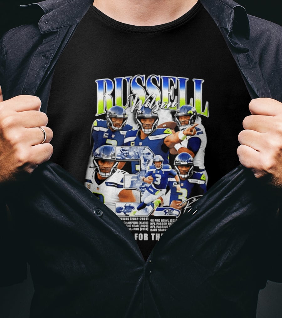 Seattle Seahawks Russell Wilson Number 3 Thank You For The Memories T-Shirt