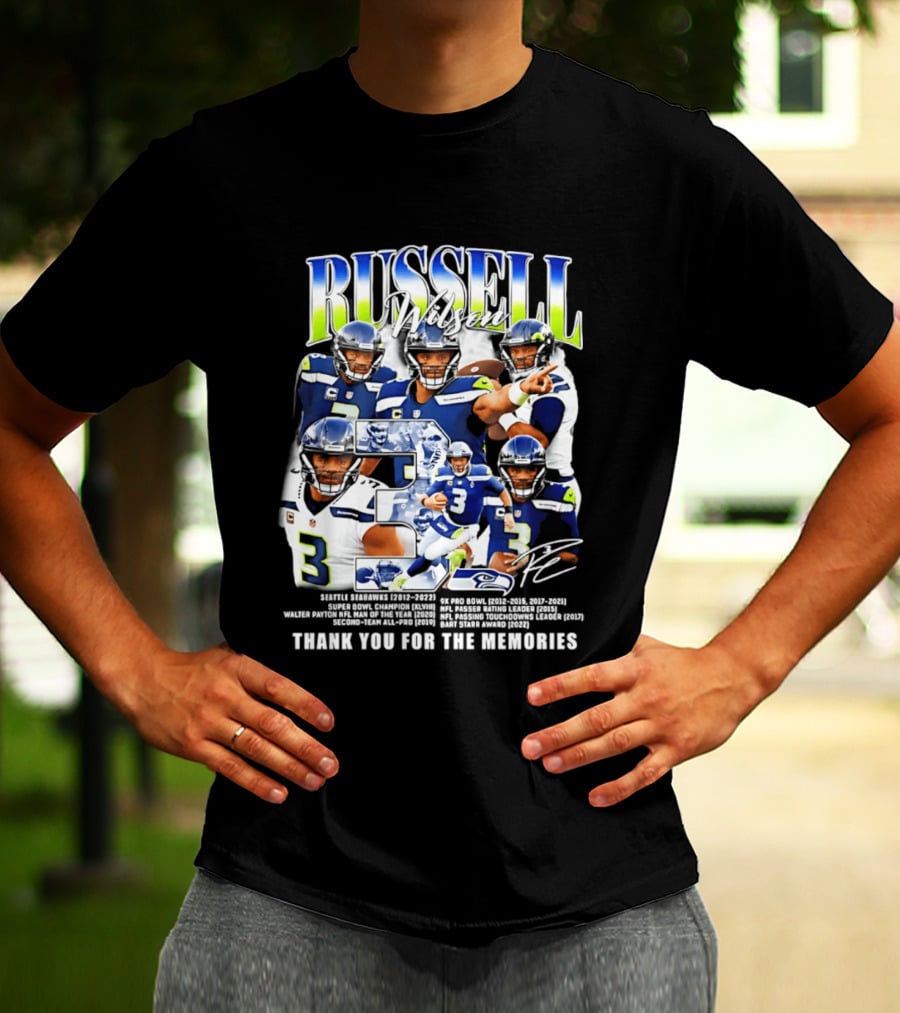 Seattle Seahawks Russell Wilson Number 3 Thank You For The Memories T-Shirt