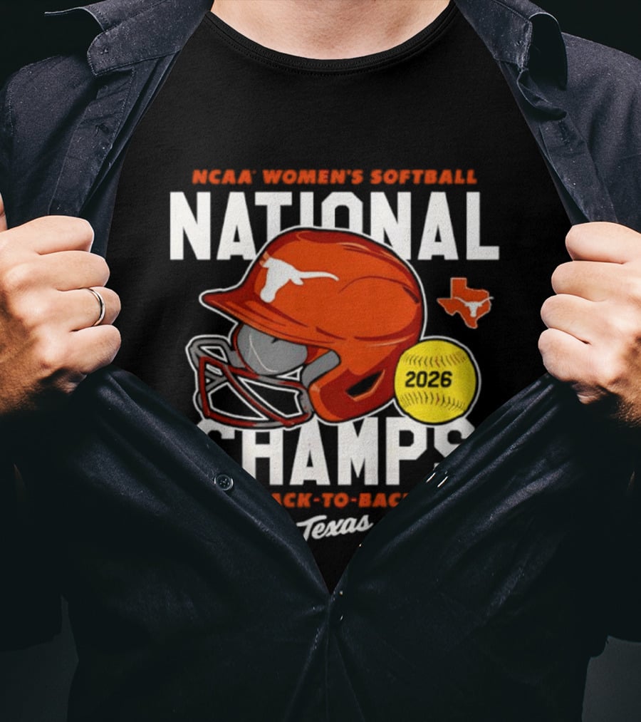 NCAA Women's Softball National Champs 2026 Back To Back Texas Longhorns T-Shirt