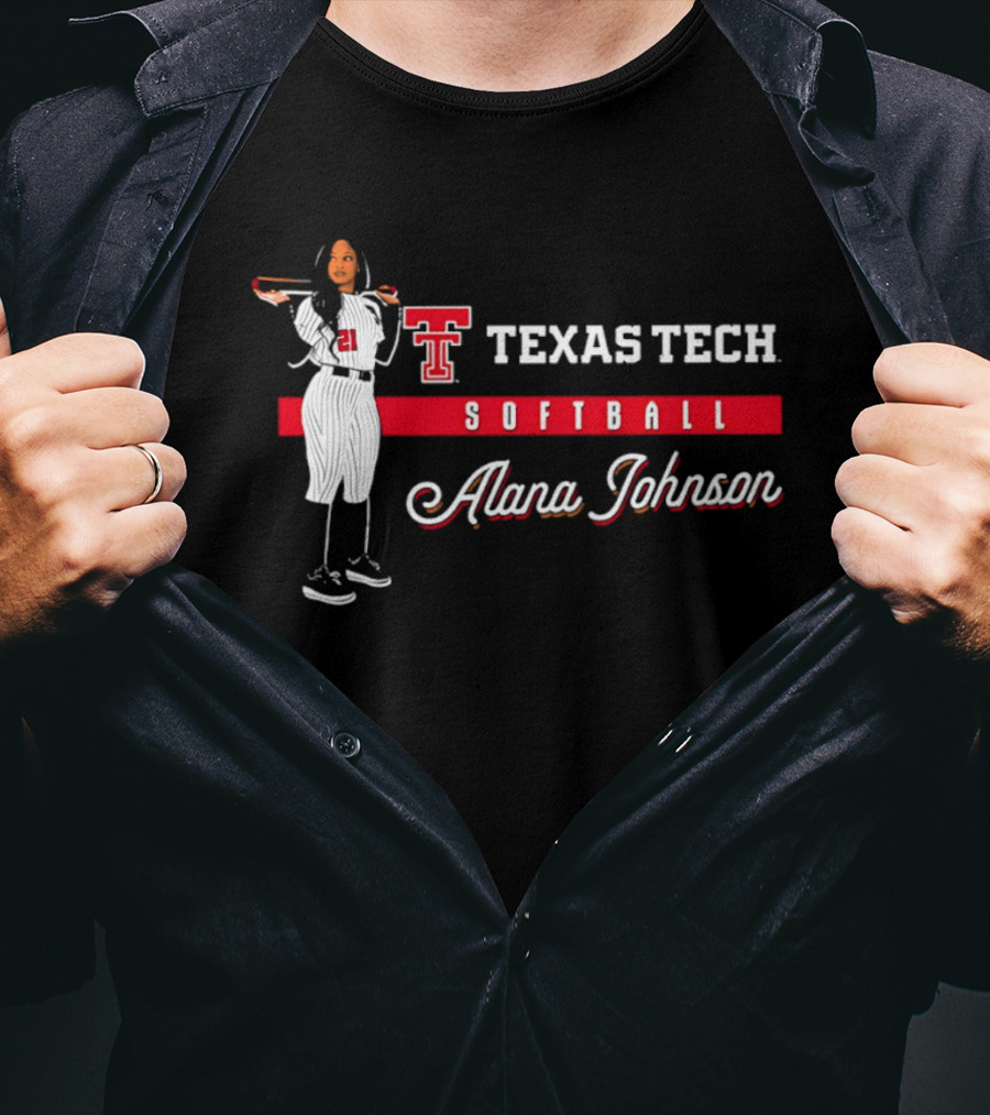 Texas Tech Softball Alana Johnson Team Spirit Logo Player 21 T-Shirt