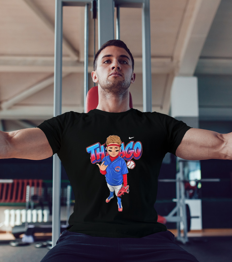 Thiago Chicago Cubs Baseball Cartoon Player Nike T-Shirt