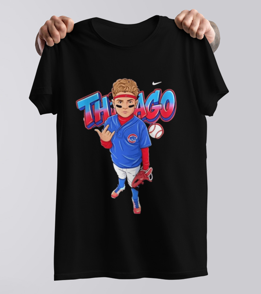 Thiago Chicago Cubs Baseball Cartoon Player Nike T-Shirt