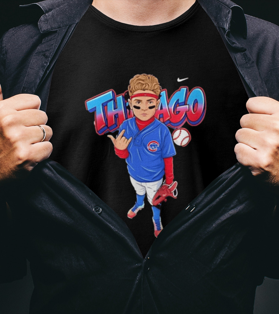 Thiago Chicago Cubs Baseball Cartoon Player Nike T-Shirt