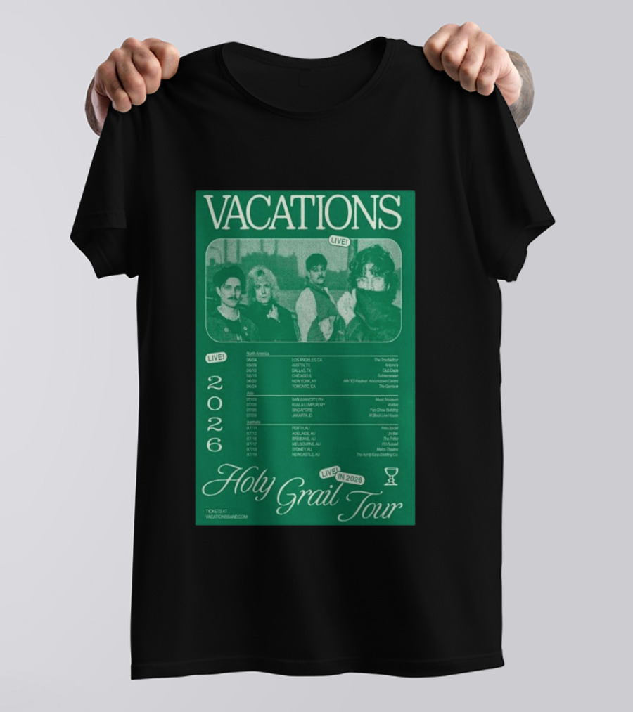 Vacations Holy Grail Tour 2026 Live Concert Locations And Dates T-Shirt
