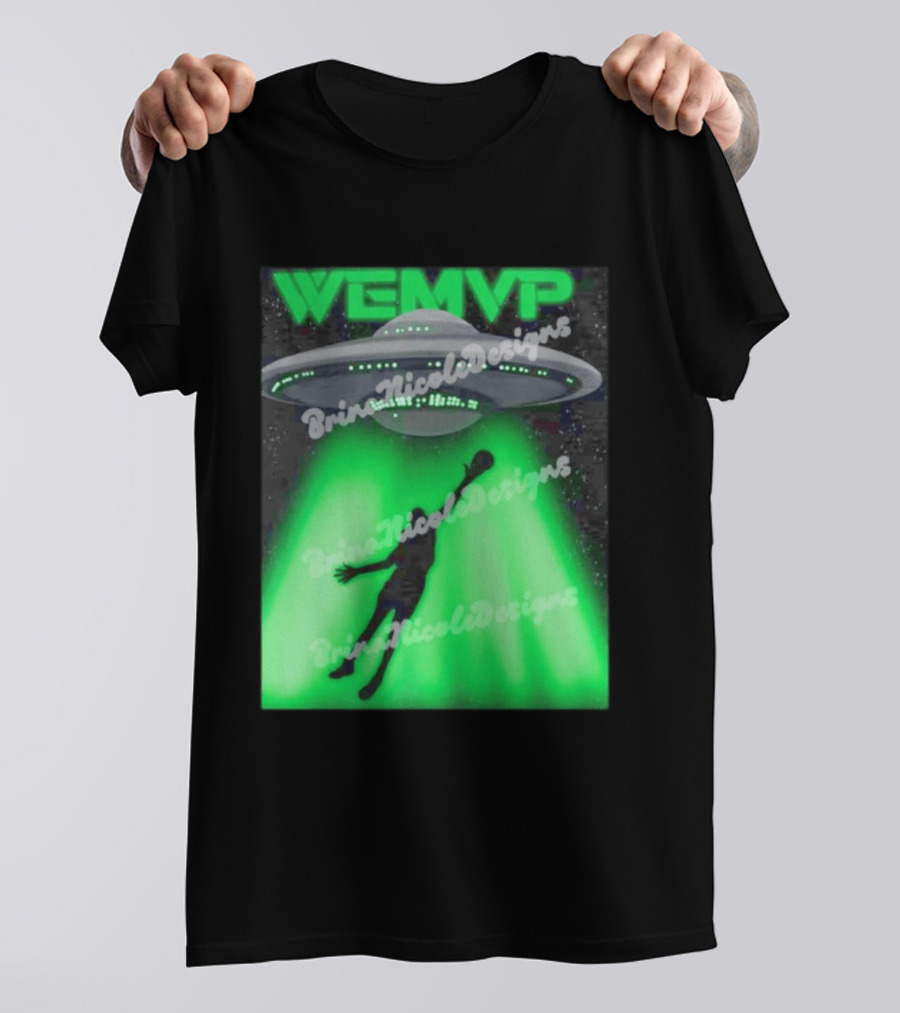 WEMVP Victor Wembanyama UFO Alien Abduction Basketball Player T-Shirt