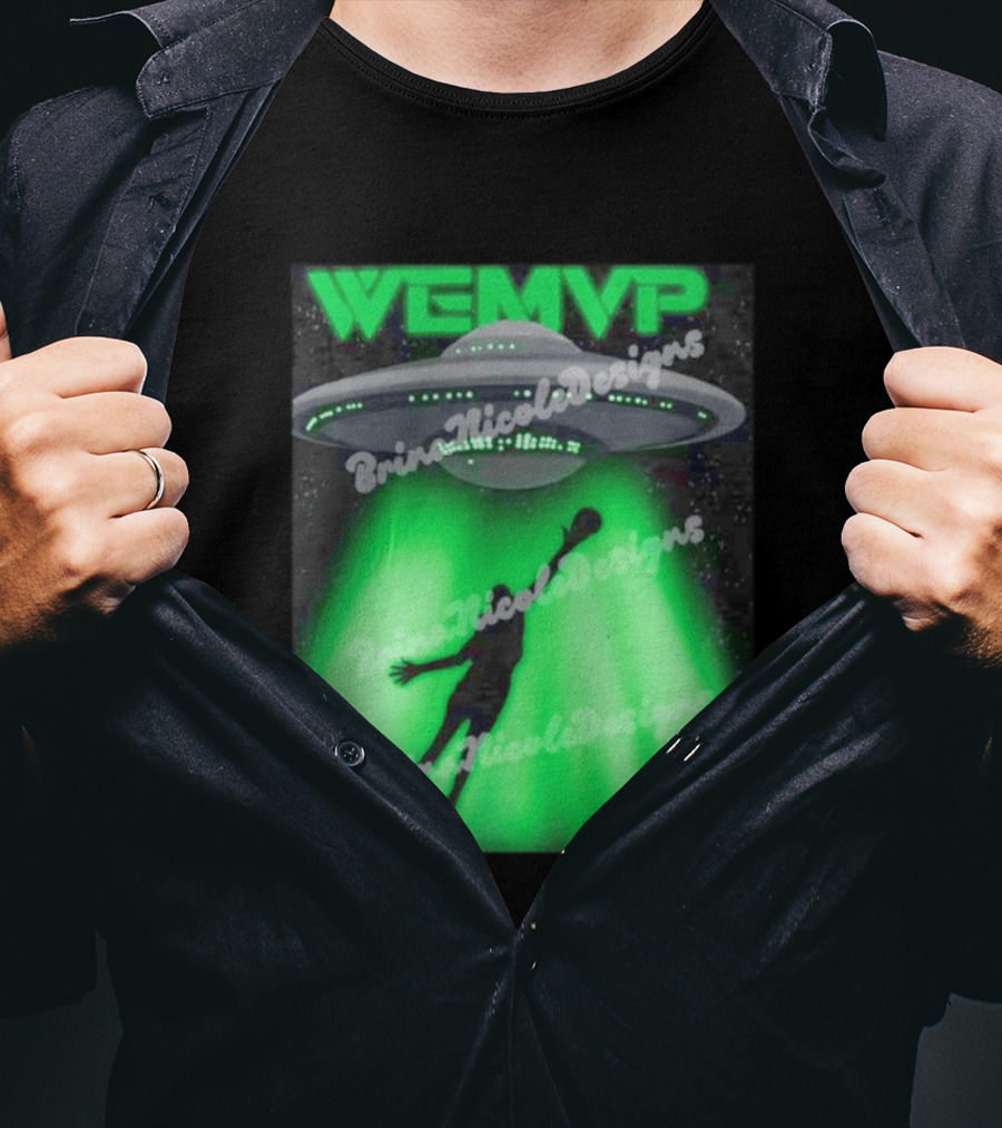 WEMVP Victor Wembanyama UFO Alien Abduction Basketball Player T-Shirt
