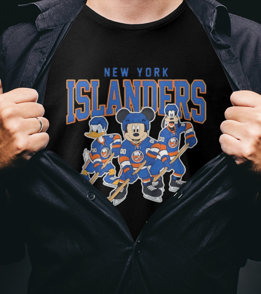 New York Islanders NHL Hockey 2026 Disney Mickey Donald Goofy T-Shirt