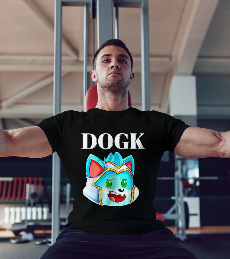 DOGK Cute Cartoon Character Blue Dog Head T-Shirt