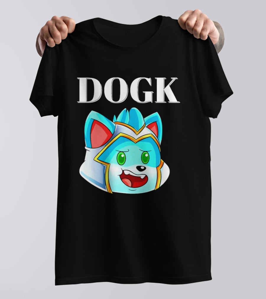 DOGK Cute Cartoon Character Blue Dog Head T-Shirt