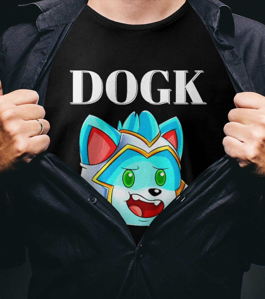 DOGK Cute Cartoon Character Blue Dog Head T-Shirt