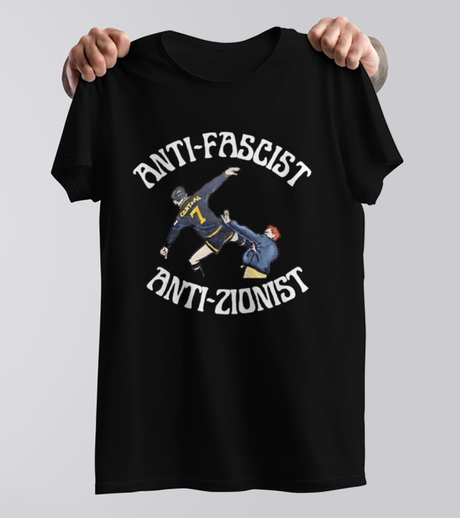 Eric Cantona Anti Fascist Anti Zionist Kick Manchester United Number 7 T-Shirt