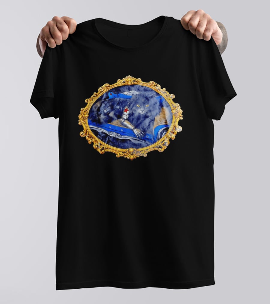 Bucky Barnes Winter Soldier Black Cat With Mechanical Arm In Ornate Frame T-Shirt