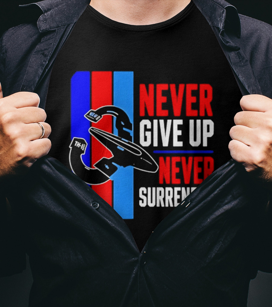 Galaxy Quest Never Give Up Never Surrender NSEA Protector Starship T-Shirt