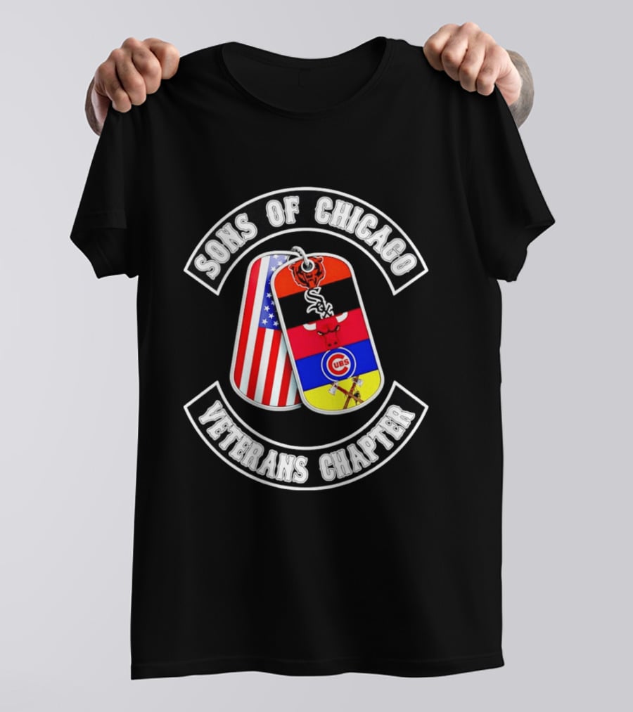 Sons Of Chicago Veterans Chapter Dog Tags Bears White Sox Bulls Cubs Patriots T-Shirt