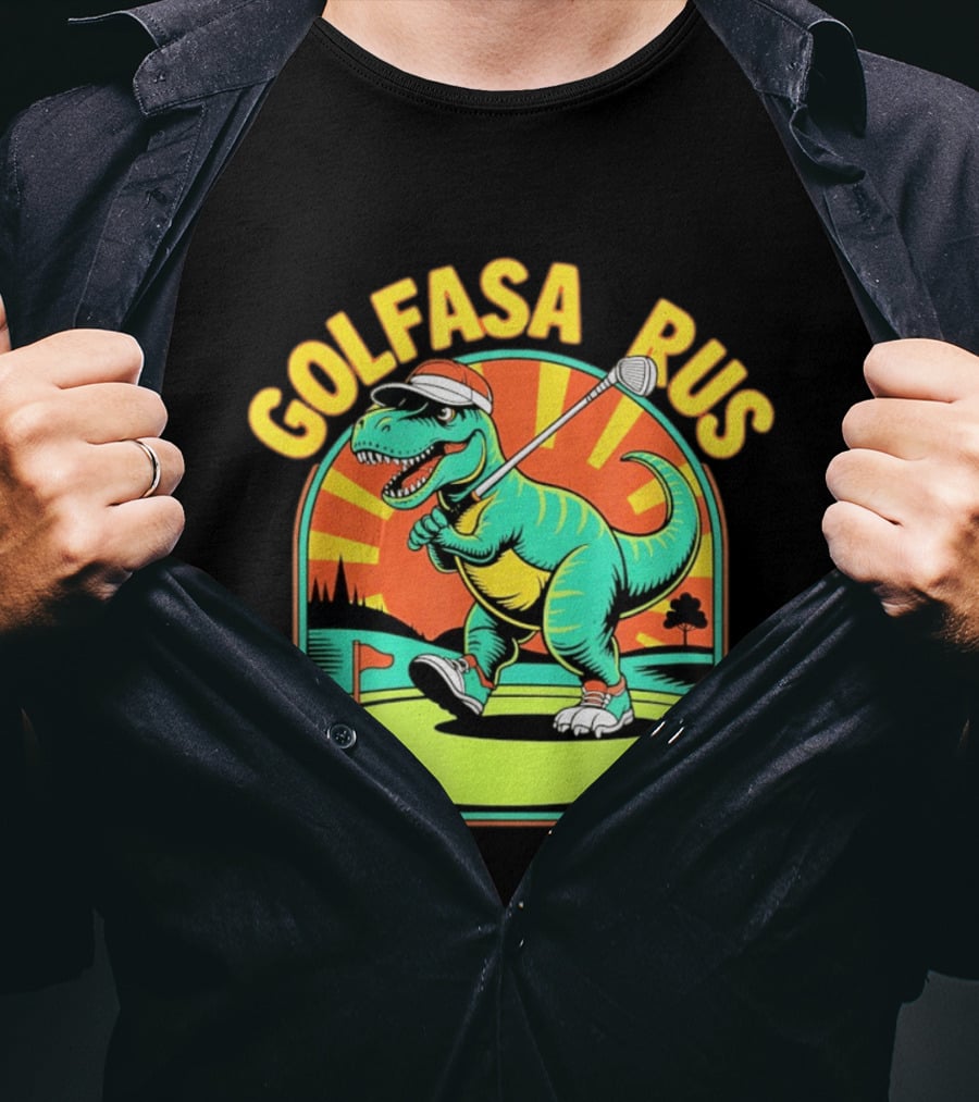 Golfasaurus Rex Dinosaur Golfer On The Course T-Shirt