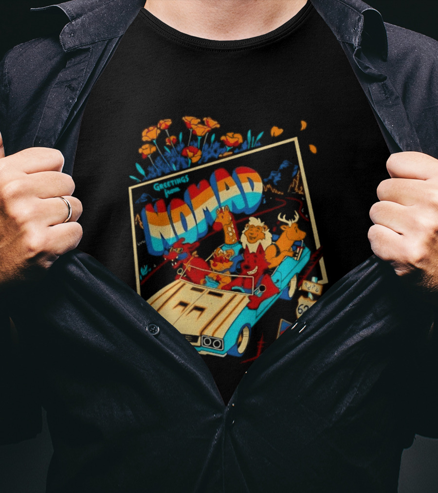 Nomad Adventure With Animals In Car Who Knows Sign T-Shirt
