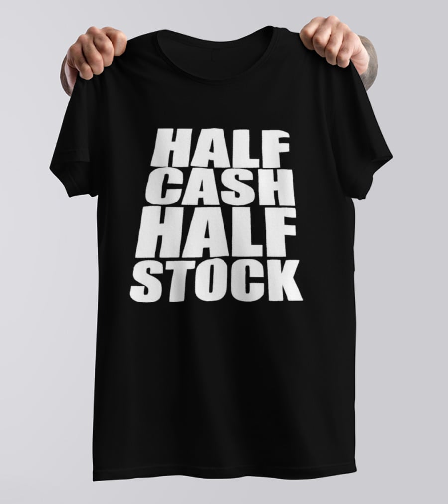 Half Cash Half Stock Bold White T-Shirt