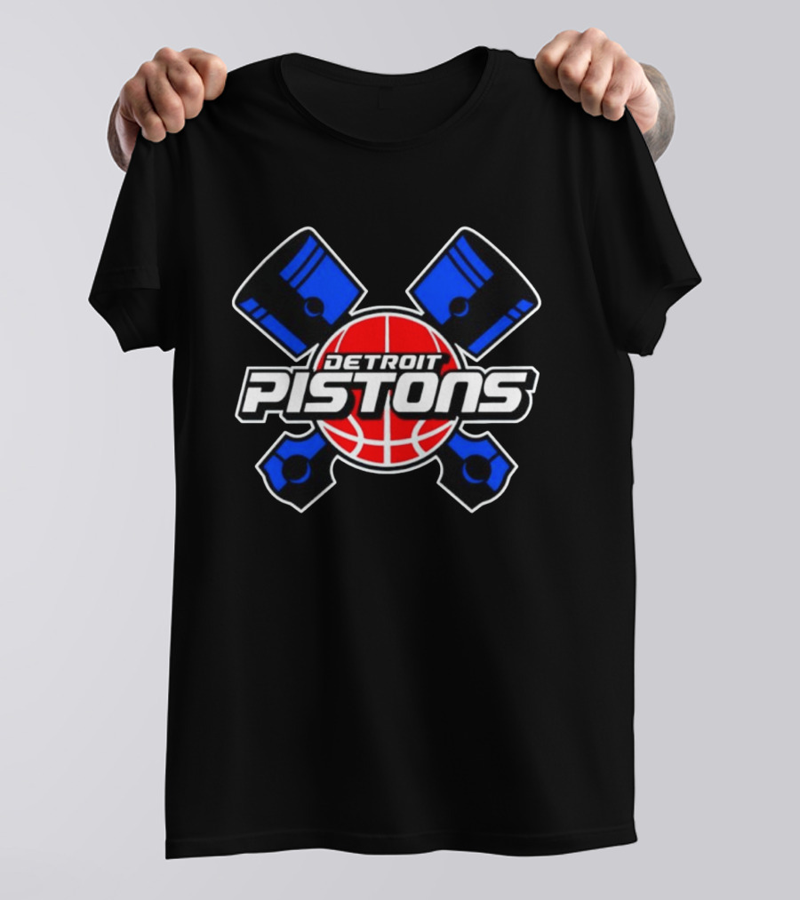 Detroit Pistons Basketball Team Crossed Pistons And Ball T-Shirt