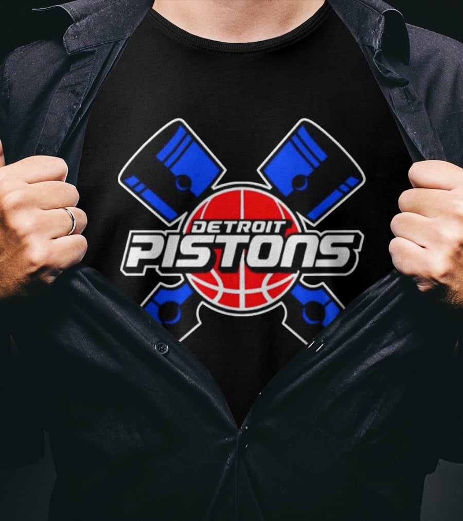 Detroit Pistons Basketball Team Crossed Pistons And Ball T-Shirt