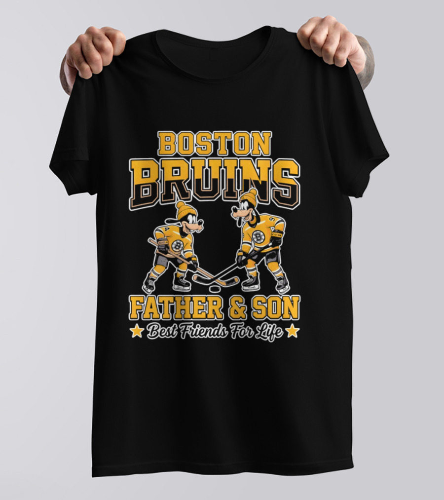 Boston Bruins Father Son Best Friends For Life Disney Goofy T-Shirt
