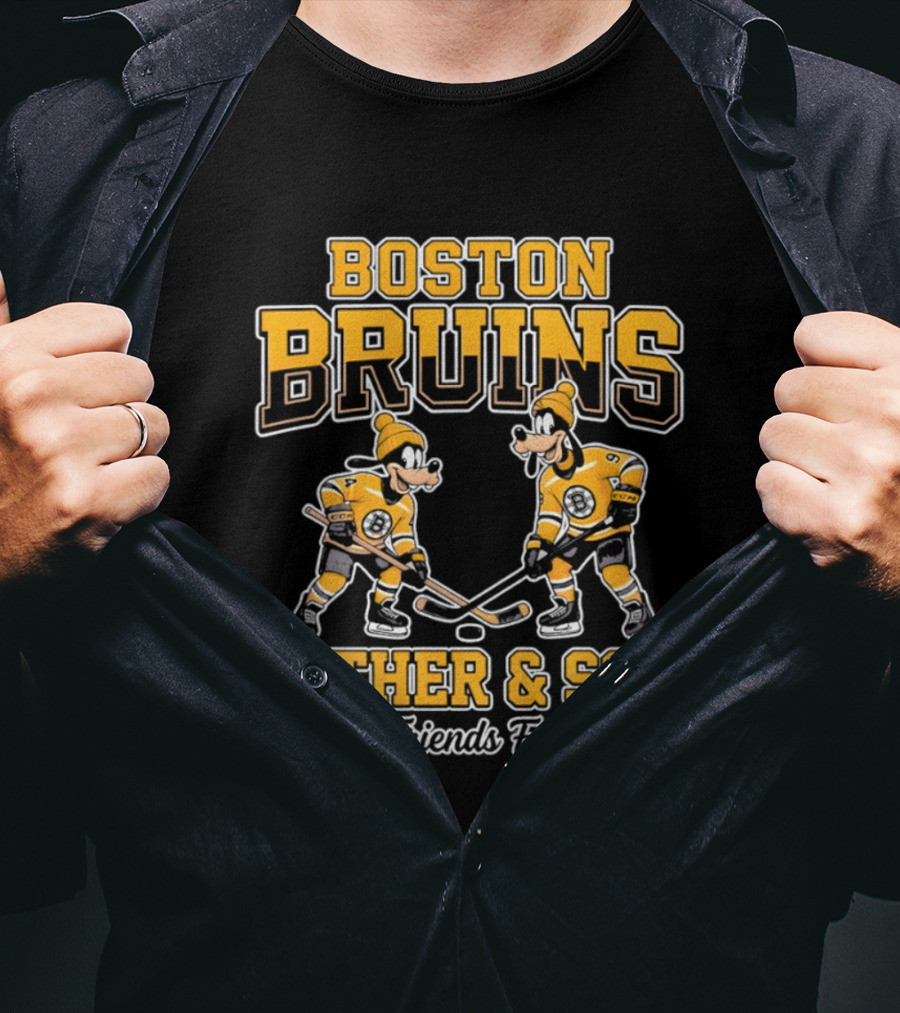Boston Bruins Father Son Best Friends For Life Disney Goofy T-Shirt