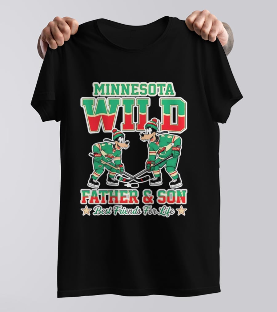 Minnesota Wild Goofy Father And Son Best Friends For Life NHL Hockey T-Shirt