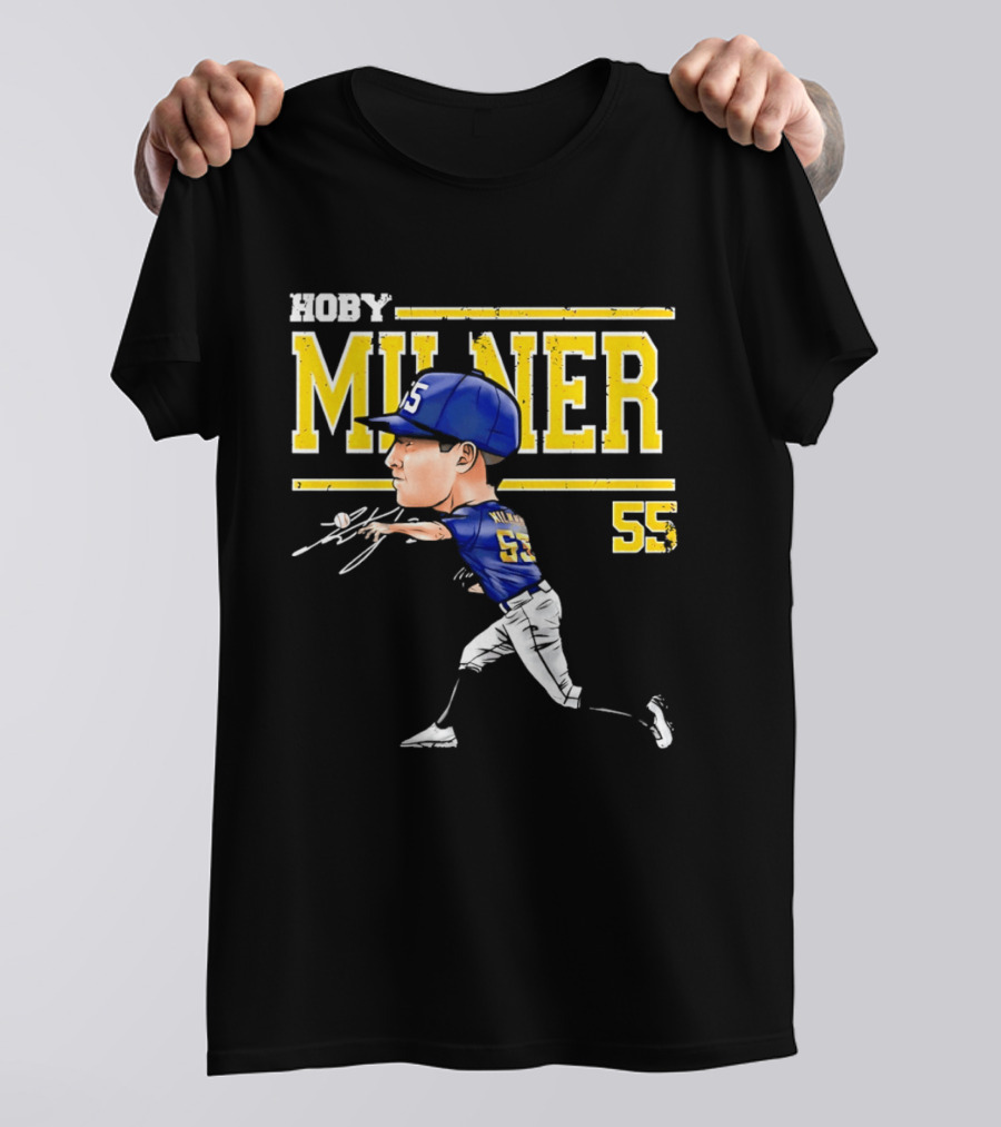 Hoby Milner Milwaukee 55 Cartoon Pitcher T-Shirt