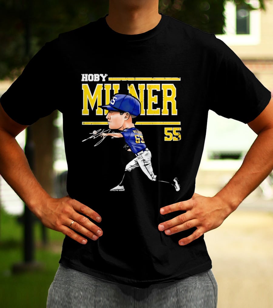 Hoby Milner Milwaukee 55 Cartoon Pitcher T-Shirt