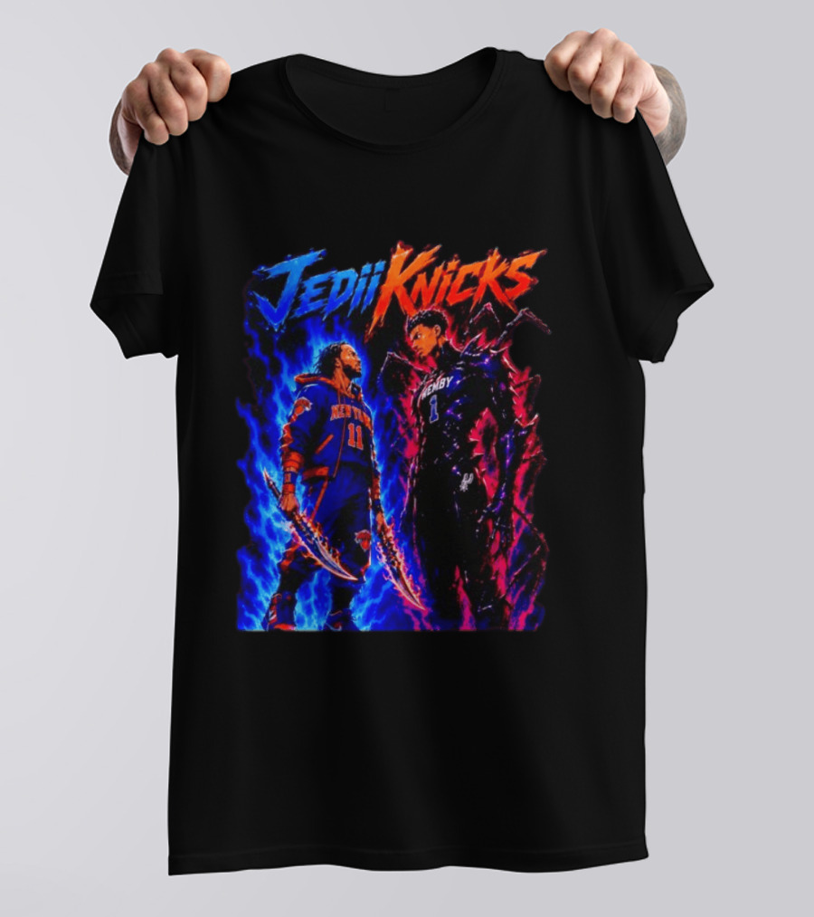 Jedi Knicks Jalen Brunson New York Knicks Vs Victor Wembanyama San Antonio Spurs Showdown T-Shirt