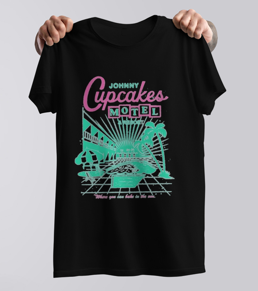 Johnny Cupcakes Motel Retro Resort Poolside Vibes Bake In The Sun Experience T-Shirt