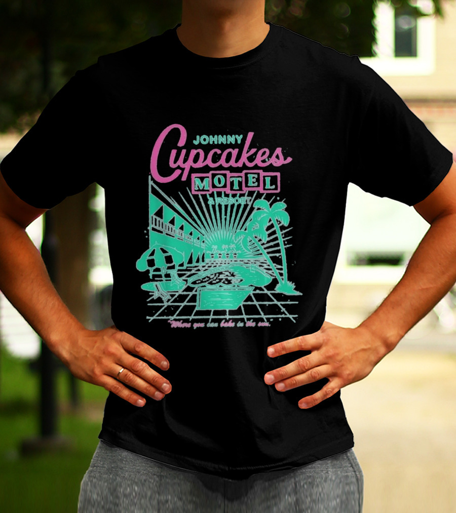 Johnny Cupcakes Motel Retro Resort Poolside Vibes Bake In The Sun Experience T-Shirt