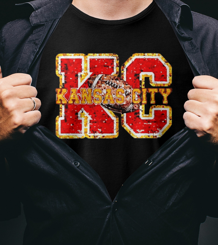 Kansas City Chiefs Football KC Faux Sequin T-Shirt