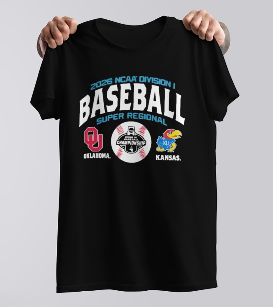 Oklahoma Kansas 2026 NCAA Division I Baseball Super Regional T-Shirt