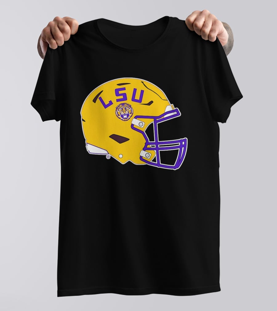LSU Tigers Football Helmet Yellow Purple Team T-Shirt
