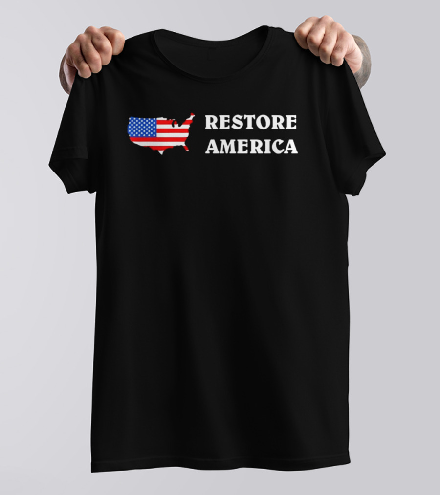 Restore America United States Flag Map Patriotic T-Shirt
