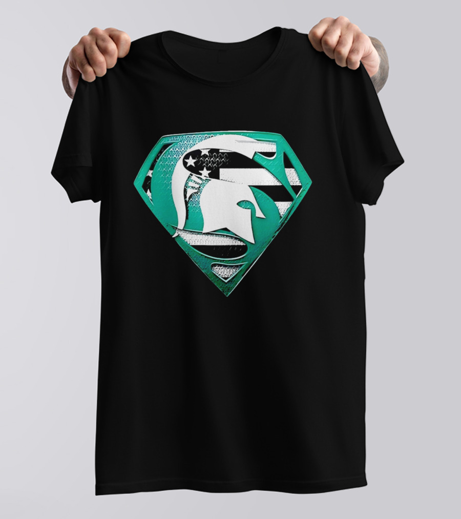 Michigan State Spartans Superman American Flag T-Shirt