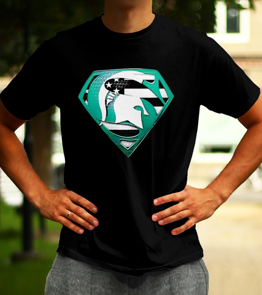 Michigan State Spartans Superman American Flag T-Shirt