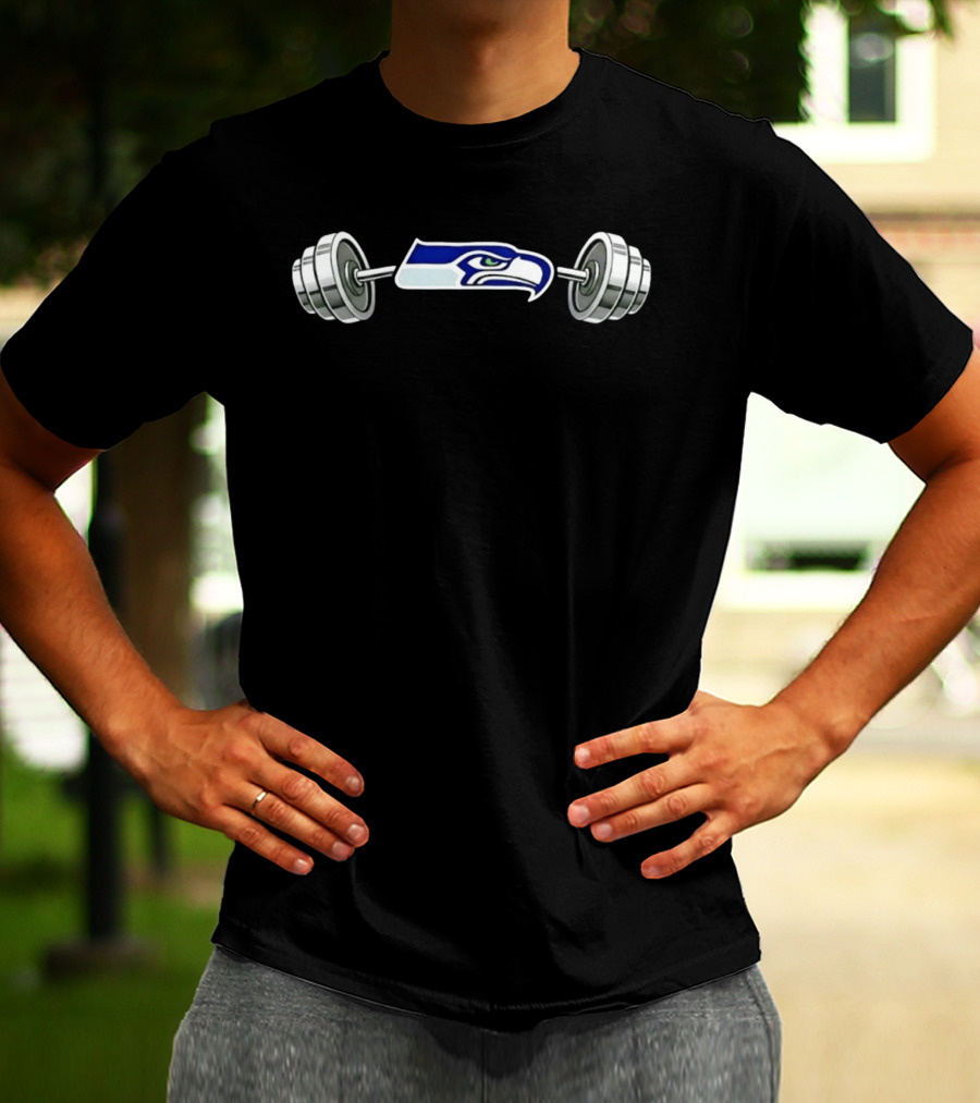 Seattle Seahawks Strength Gym Workout Barbell T-Shirt