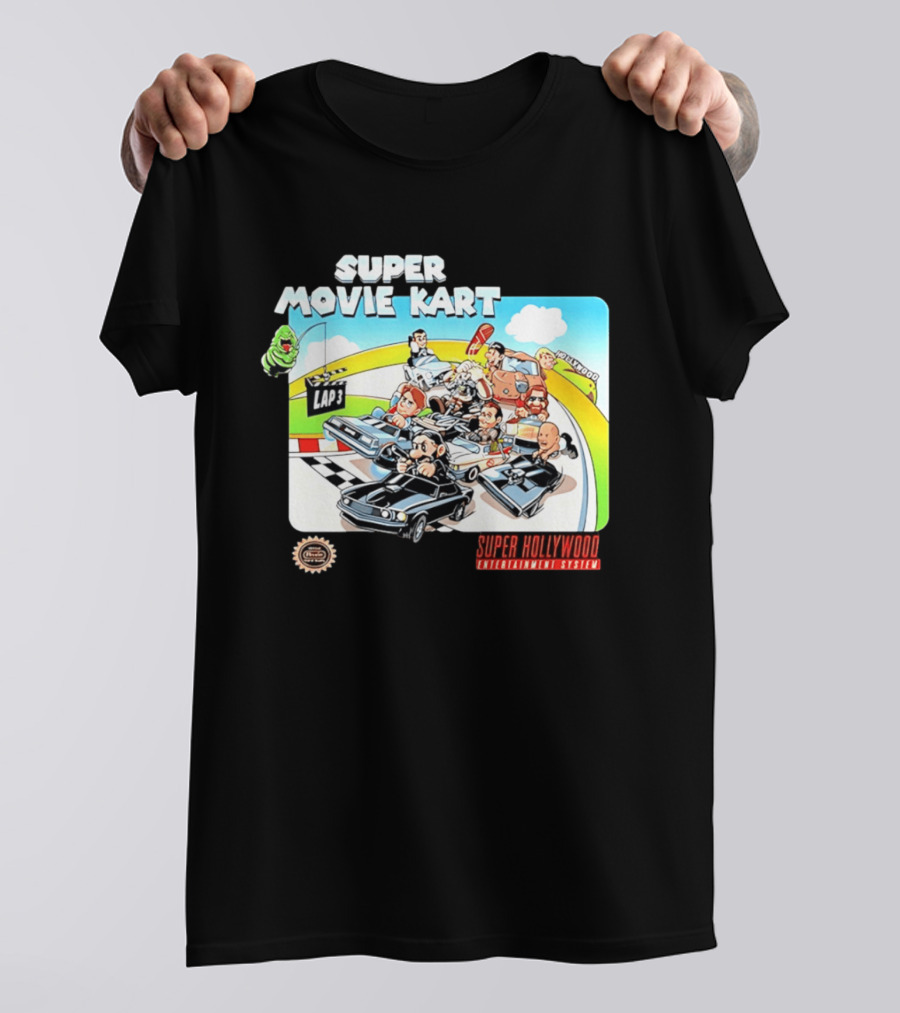 Super Movie Kart Super Hollywood Entertainment System John Wick Back To The Future Ghostbusters Mad Max Rocky T-Shirt