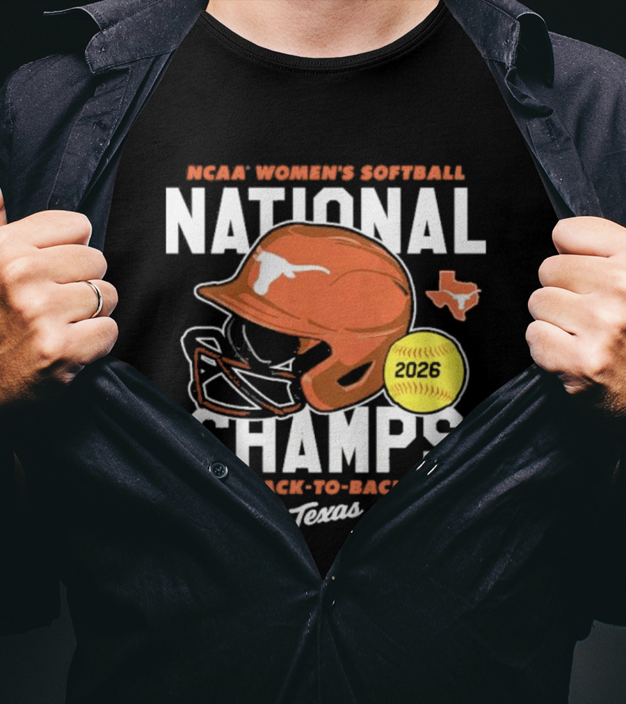 Texas Longhorns 2026 NCAA Women's Softball National Champs Back To Back Team T-Shirt