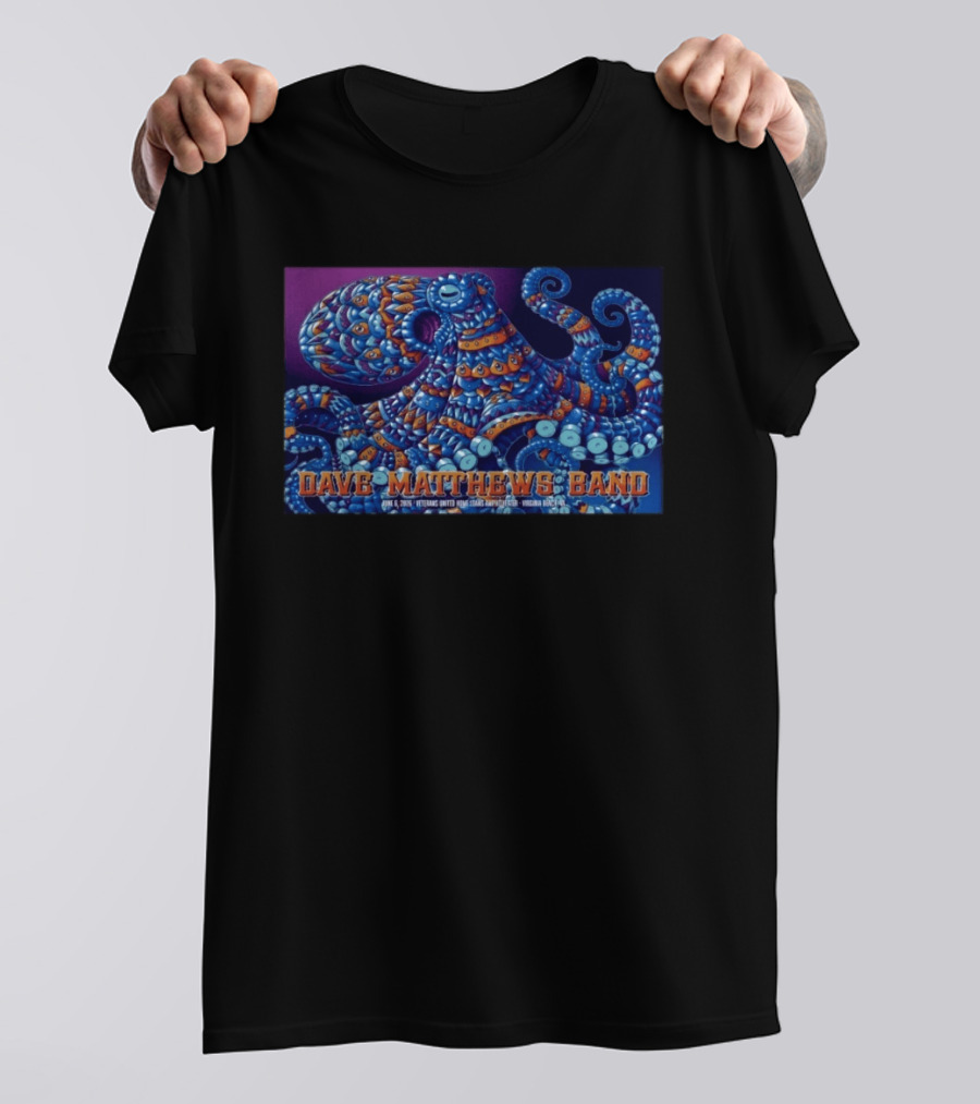 Dave Matthews Band Veterans United Home Loans Amphitheater June 6 2026 Virginia Beach Octopus T-Shirt