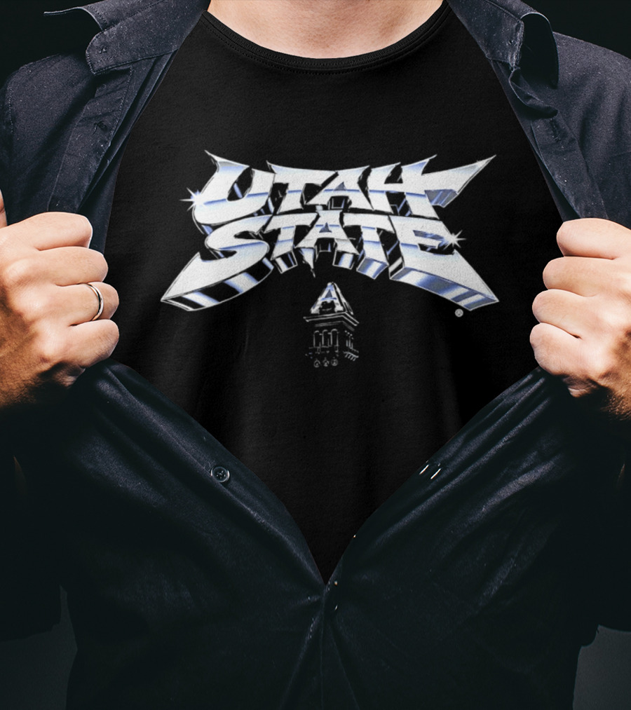 Utah State Chrome Old Main Tower T-Shirt