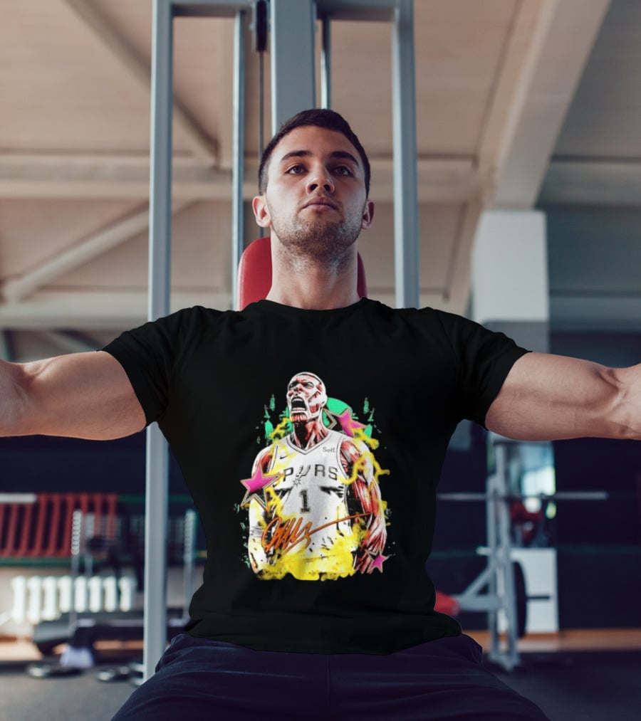Victor Wembanyama San Antonio Spurs Attack On Titan Colossal Titan Spurs 1 Self Signature T-Shirt